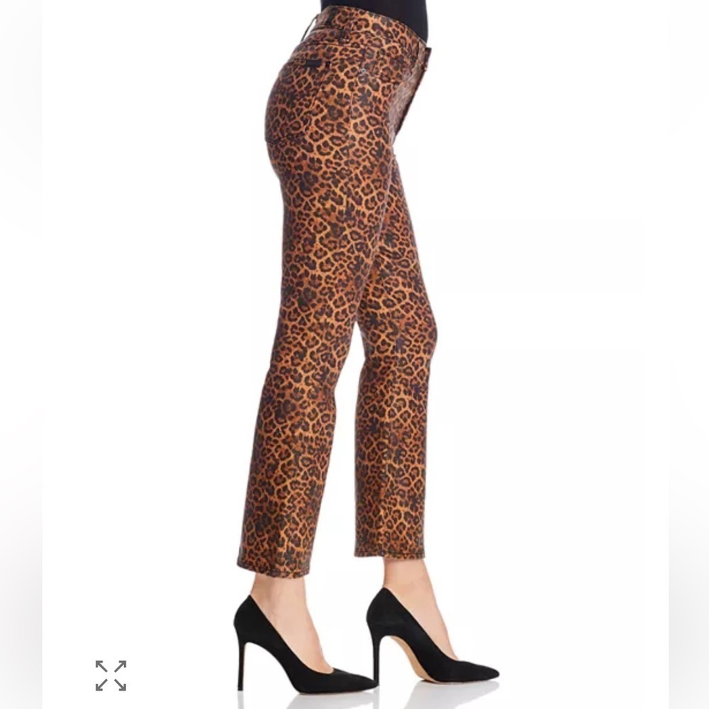 NWT 7 For All Man Kind High-waisted Kick Flare Jeans in Coated Leopard Size 24 - Picture 4 of 9